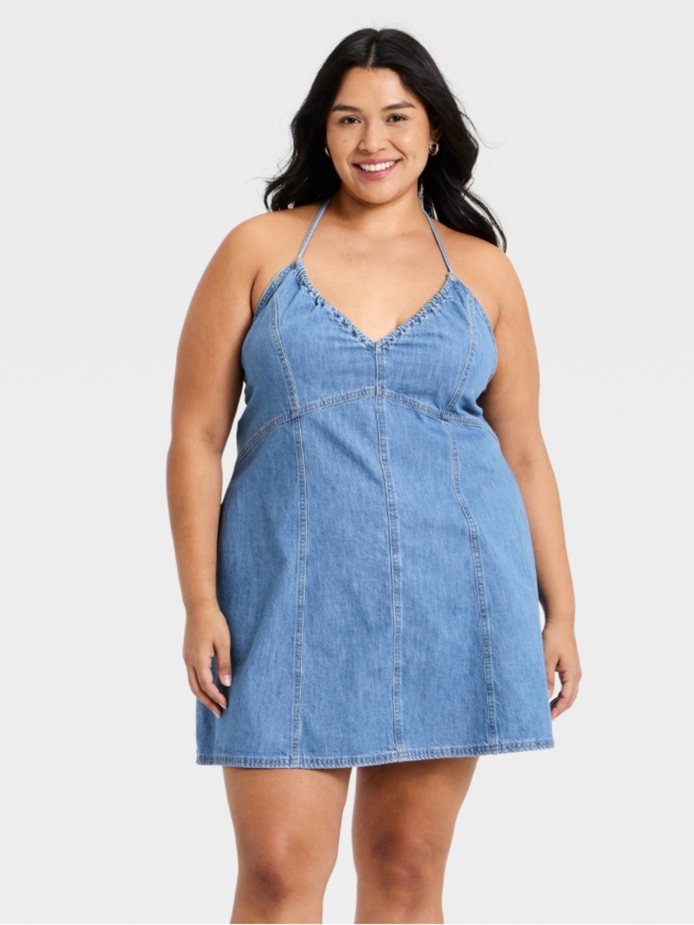 Universal Thread Mini Halter Dress Denim Wash XXL